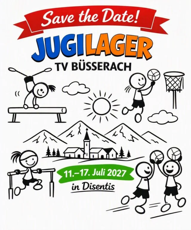 ‼️ SAVE THE DATE ‼️

Das nächste JUGILAGER steht an! 🤸‍♀️🏀

📅 11.–17. Juli 2027
📍 Disentis

Wir freuen uns auf eine unvergessliche Woche voller Spiel, Sport und Spass! ☀️🏔️😎